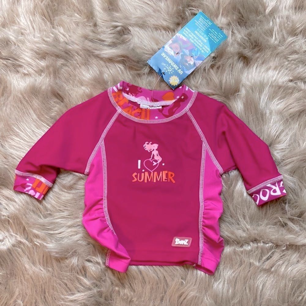 Bonz Girls Baby Rash-guard Ruffled Little Mermaid Swim Top